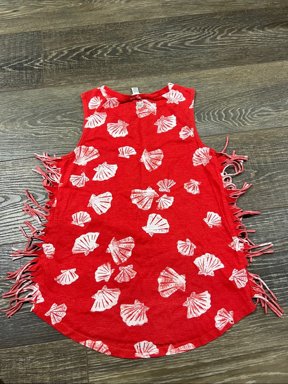 Billabong Red Shell Print Fringe Tank Top - Picture 3 of 3